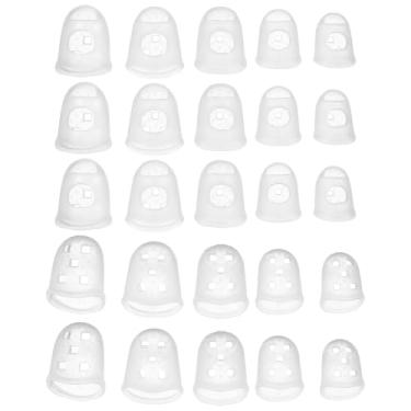 Imagem de PATIKIL Pontas de dedo de borracha, 5 tamanhos, 40 peças, protetor de dedo de guitarra de silicone, acessórios de tricô para costura manual de papel, classificação de dinheiro, contagem de guitarra