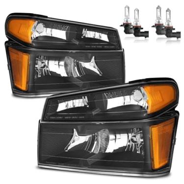 Imagem de ROADEAL Faróis com lâmpadas para Chevy Colorado/GMC Canyon 2004-2012, para 2006-2008 Isuzu I-Series halogêneo substituição do lado do motorista e do passageiro