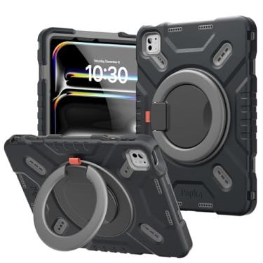 Imagem de Pepkoo Capa para iPad Pro de 11 polegadas para crianças, compatível apenas com chip M4 2024, capa leve e à prova de choque para iPad, com alça giratória de 360° e orifício respirável.
