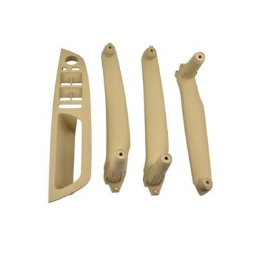 Imagem de Maçaneta interna da porta do carro, interruptor da janela lateral, moldura do painel, apoio de braço interno, guarnição compatível com BMW E70 E71 X5 X6 51416975777(Beige)