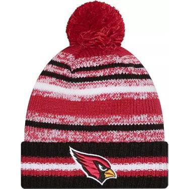 Imagem de New Era Arizona Cardinals Sideline Sport Black Striped Cuffed Football Knit Beanie Hat Pom - NFL Cheer Cuff Knit Cap