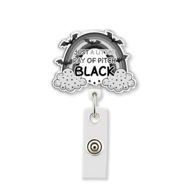 Imagem de HOSALA Carretel retrátil para crachá Just A Little Ray of Pitch Black com clipe jacaré, suporte de crachá engraçado para trabalhador de saúde médico, enfermeira, presente de estudante de enfermagem