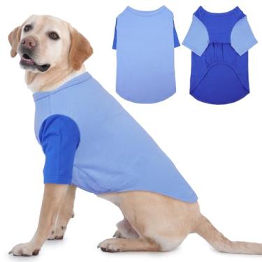 Imagem de IKUPUKO Pacote com 2 camisetas para cães extragrandes camisa de algodão respirável macio e respirável roupas para controle de queda para dogue alemão, caminhada no verão, litoral, parque, 5GG