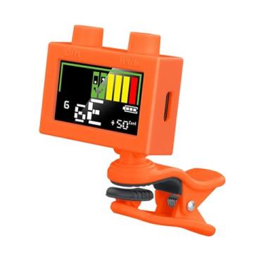 Imagem de KiBcsLic Afinador de Guitarra, Afinador Eletrônico Digital de Clipe, Metrônomo, Afinador Multifuncional com Visor Giratório para Guitarra, Baixo E Ukulele, laranja