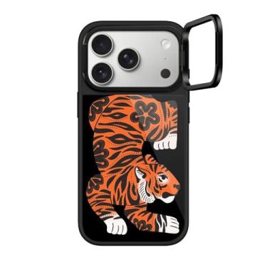 Imagem de CASETiFY Capa Glaze Ring Stand para iPhone 17 Pro [suporte/1,5 m. 1X proteção contra quedas de grau militar/compatível com Magsafe] - Tigre feroz - preta