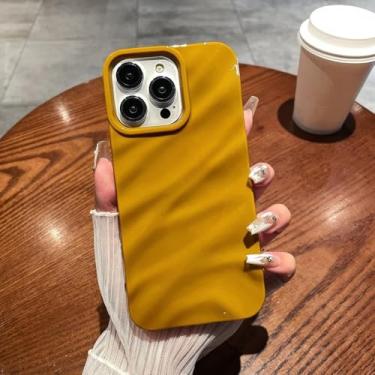 Imagem de Capa de celular de luxo com padrão ondulado 3D para iPhone 16 15 14 13 12 11 Pro Max XS X XR 7 8 Plus SE, cor sólida, brilhante, com bordas reforçadas, marrom, para iPhone 11.