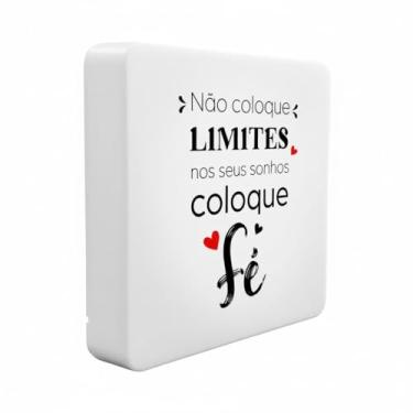 Imagem de Luminária Box Slim LED USB com Frase Motivacional, Branca, 20x18x5cm, Polietileno, Cabo 1,2m, Bivolt