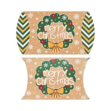 Imagem de Caixas De Embalagem Para Doces E Biscoitos De Papel Kraft Feliz Natal 