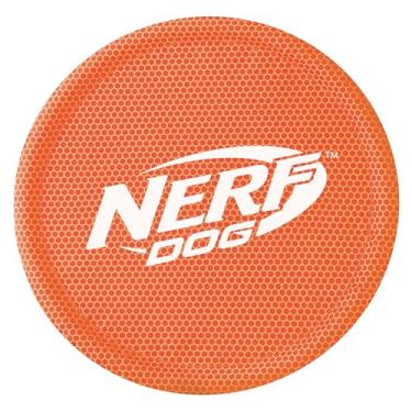 Imagem de Nerf Dog Brinquedo de nylon para cachorro Frisbee, leve, durável e resistente à água, ótimo para praia e piscina, 23 cm de diâmetro, para raças médias/grandes, unidade única, laranja