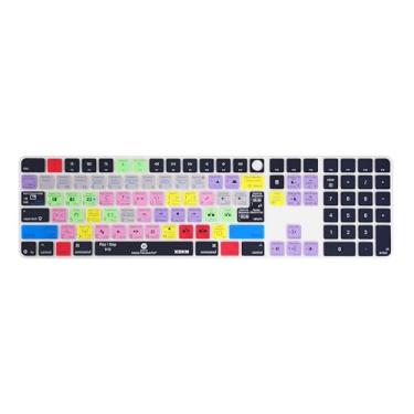 Imagem de XSKN Capa para teclado Premiere Pro Shortcuts versão universal UE e EUA para iMac 2024 24 polegadas M4 Magic Keyboard com Touch ID e teclado numérico A3119