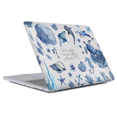 Imagem de FKBRCL4U Capa para MacBook Air de 13 polegadas, versão 2022 transparente do M2 A2681/A3240 capa rígida de plástico para computador, padrão de colagem de concha de tartaruga oceânica