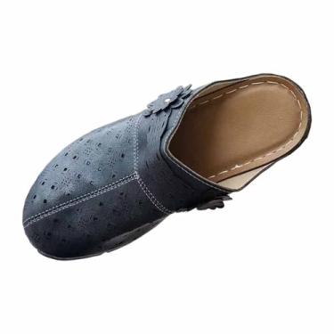 Imagem de Sandálias femininas de salto plataforma bico aberto com uma alça casual primavera verão, Azul marino, 34