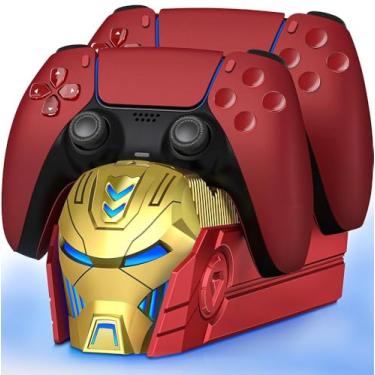 Imagem de Estação de carregamento de controle PS5 compatível com controles Dualsense PlayStation 5, base de carregamento PS5 com adaptador de carregamento