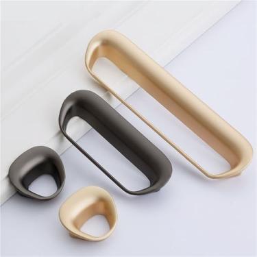 Imagem de Maçaneta minimalista para porta de armário de cozinha, armário de cozinha, puxadores de gaveta, puxadores de móveis modernos, ferragens 1 peça (areia dourada 32 mm)