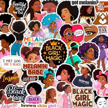 Imagem de 100 peças de adesivos de menina negra para planejador, para garrafa de água, para adultos - presentes de meninas negras para mulheres, lembranças e decorações - adesivos e decalques afro-americanos