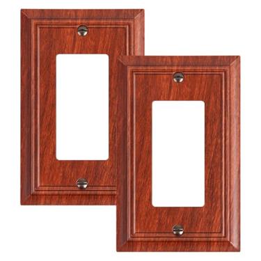 Imagem de Pacote com 2 placas de cobertura decorativa, placas decorativas de grão de madeira e tampas de tomada, placas de parede de fibra de bambu natural durável para tomadas elétricas, receptáculo, tomada