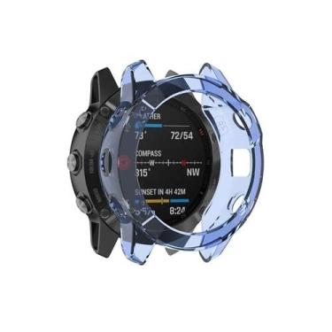 Imagem de CYSUE Capa de relógio TPU para Garmin Fenix 7S 7 7X 6 6S 6X Pro 5X 5 5SPlus Capa protetora para relógio inteligente substituir capa transparente à prova de choque (Cor: azul, Tamanho: 20mm Fenix 5S 5SPlus)