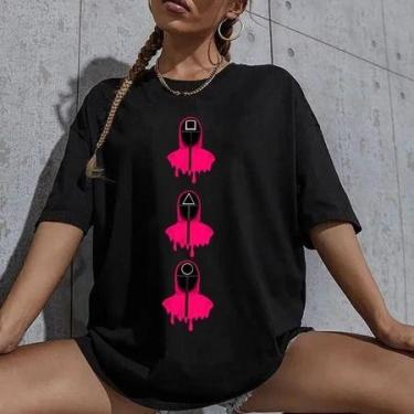 Imagem de Blusa Larga Round 6 Branca Unissex Jogo do Polvo Estampa Guardas Verme