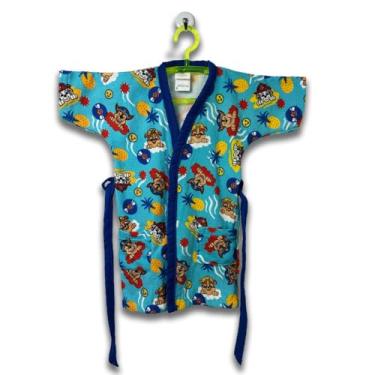 Imagem de Roupão Aveludado Infantil Quimono Estampado Patrulha Canina Menino U - 8 a 12 Anos Com 1 peça