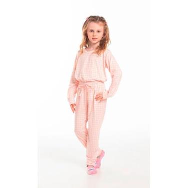Imagem de Conjunto Pijama Malha Infantil - Cor De Cacau, 06, Xadrez vichy rosa