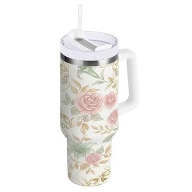 Imagem de SEHANY Copo Skull Gothic de 1,134 g com alça, copo isolado de aço inoxidável de parede dupla, à prova de vazamento, caneca de café isolada para viagem, cabe no suporte de copo de carro