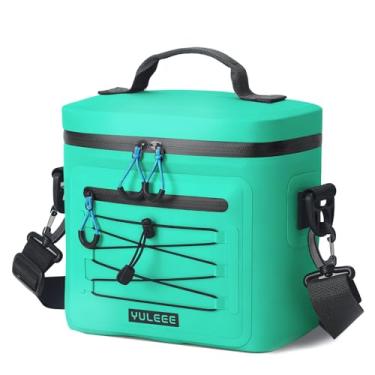 Imagem de YULEEE Bolsa térmica, 7 latas, pequena, portátil, com isolamento térmico, refrigerador de almoço diário, baú de gelo à prova de vazamento para praia, acampamento, viagem, piquenique, verde menta