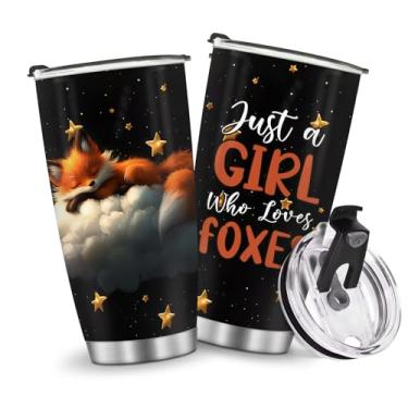 Imagem de Caneca para copos isolados para viagem, café, garrafa de água, presentes para Natal, aniversário, dia das crianças, presente de aniversário, raposa quente e fria, 590 ml, alça gelada de aço inoxidável