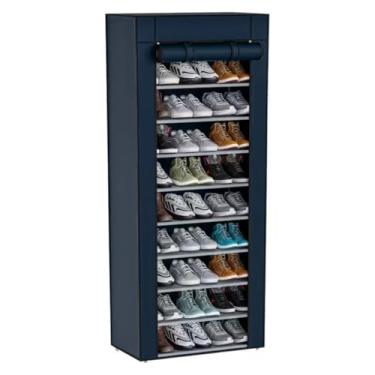 Imagem de Sapateira Organizadora 9 Andares para 27 Pares | Armário Multiuso Desmontável Fácil de Montar para Casa e Quarto(AZUL 9 andares)