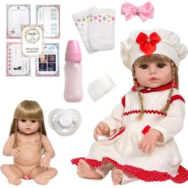 Imagem de Bebe Reborn Loira Cabelo Longo Corpo de Vinil Siliconado - Cegonha Reb