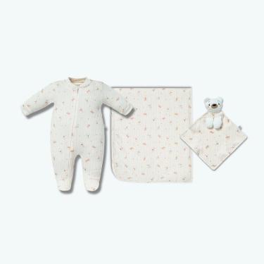 Imagem de Kit Macacão Cueiro e Naninha Hug Presenteável Jardim Mágico-Feminino