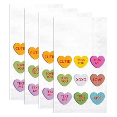 Imagem de WRAPAHOLIC 50 guardanapos de papel para o Dia dos Namorados - Toalhas de mão descartáveis para convidados com padrão de amor colorido em 3 camadas para banheiro, suprimentos para feliz dia dos