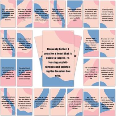 Imagem de 100 cartões de oração 8,9 x 5,3 cm versículo bíblico pedidos de oração cartões de escritura em massa para devoção diária, homens e mulheres, presente cristão com citações inspiradoras (rosa)