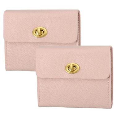 Imagem de PATIKIL Carteiras de couro pequenas para mulheres com fivela de metal, porta-cartões elegante, porta-cartões, porta-moedas, para homens e mulheres, rosa, 110mm, Moderno
