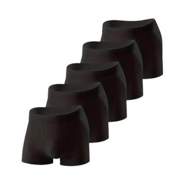 Imagem de Shorts Boxer Respirável Preto Puro Para Homens 5 Peças Confortáveis Pa