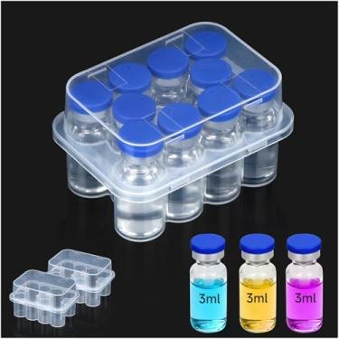 Imagem de Leng Ke Pacote com 2 caixas de peptídeos para geladeira, suporte de frasco de 3 ml para geladeira, 10 compartimentos para insulina e suporte de peptídeos cada, estojo transparente de armazenamento de