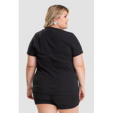 Imagem de Blusa feminina Plus Size em Ribana Santorini Detalhe no Decote - Serena-Feminino