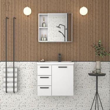 Imagem de Gabinete para banheiro cozimax ameixa aço 60cm branco