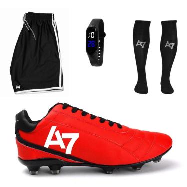 Imagem de Chuteira De Campo Masculina A7 + Short + Meião + Digital Preto-Masculino