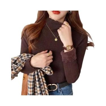 Imagem de Suéter Feminino De Inverno Com Gola Alta E Babados, Pulôver Térmico De