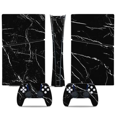 Imagem de Skin Wrap compatível com PS5 Slim Digital, decalque de vinil, capa protetora para console e controle sem fio (mármore preto)