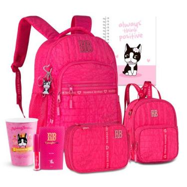 Imagem de Kit Mochila Estojo Lancheira Escolar Chaveiro Personalizado - Rebecca 