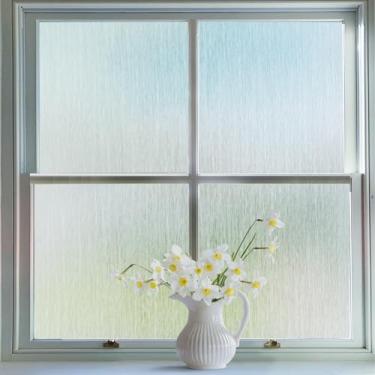 Imagem de Borskyn Película de privacidade para janela - matiz decorativa de vidro fosco com 96% de bloqueio UV, capa não adesiva de aderência estática para banheiro de escritório em casa, 43 x 192 cm, pura