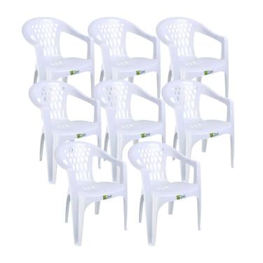 Imagem de Kit 8 Cadeiras de Plastico com Braco Duo Bella Duoplastic Empilhaveis