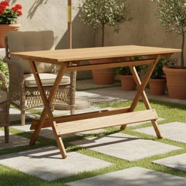 Imagem de Mesa Dobrável 120x70cm em Madeira Maciça com Verniz - Marcenaria Real