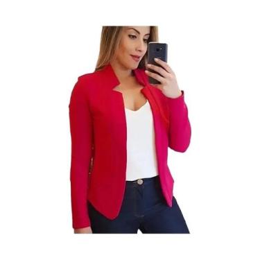 Imagem de Blazer Feminino Fino Branco De Manga Longa Slim Fit Para Verão E Outon