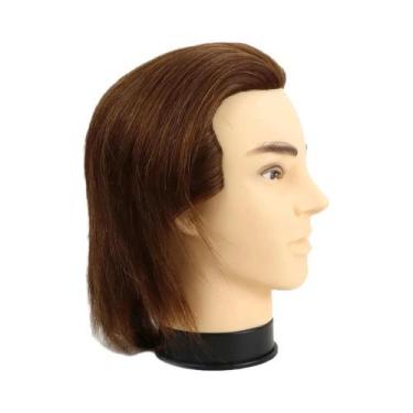 Imagem de Cabeça De Manequim Masculina Com Cabelo Humano Real E Barba Para Trein
