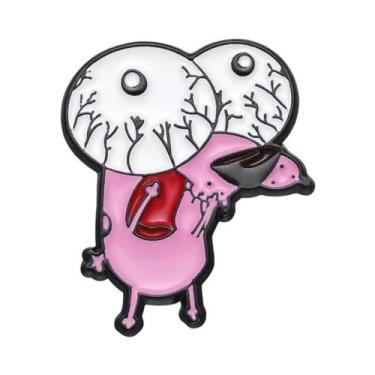 Imagem de Broches De Esmalte De Cachorro Rosa Fofo De Desenho Animado, Broches D