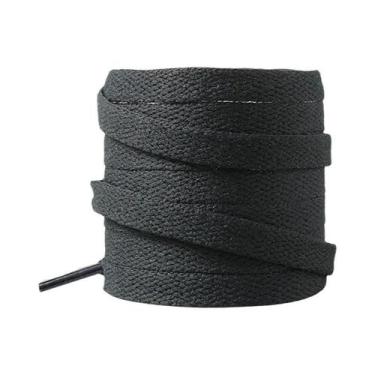 Imagem de Cadarços Planos Pretos E Brancos Para Tênis AF1 Com Fivela De Metal - 