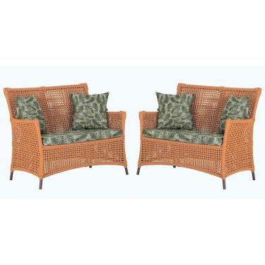 Imagem de 2 Sofás área Externa Igapó Alumínio Marrom Corda Náutica E5 Terra Cota