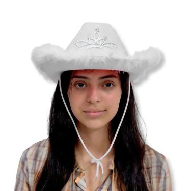 Imagem de Chapéu Country Cowboy Princesa Branco Com Plumas